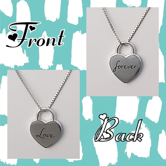 Heart Pendant Necklace Engraved Love and Forever - Picture 1 of 6